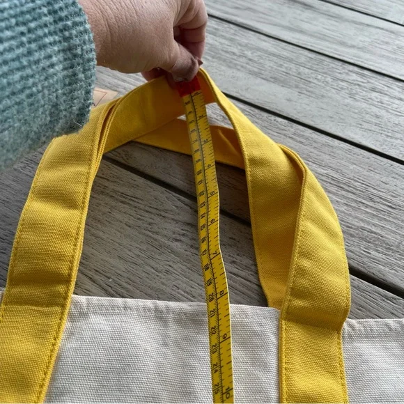 Trader Joe's Yellow and White Canvas Tote Bag NWT - Picture 5 of 6